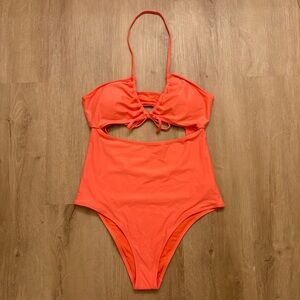 NWT Aerie Dark Coral One-Piece Ruched Cheeky Swimsuit Womens Medium